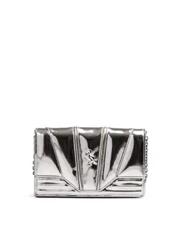 Ferrari Metal Silver GT patent leather bag with chain fe8056121179097