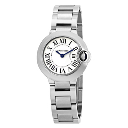 Pre-owned Cartier Ballon Bleu W69010Z4: Silver Dial, Stainless Steel Ladies Watch