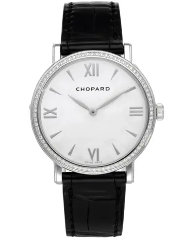 Chopard Classic White Dial Diamond Bezel Leather Strap Women's Watch (173154-1201) (white, arb26808)