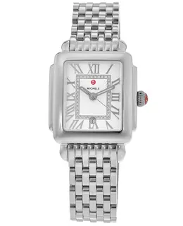 Michele Deco Madison Silver Diamond Dial Steel Women's Watch mww06g000012