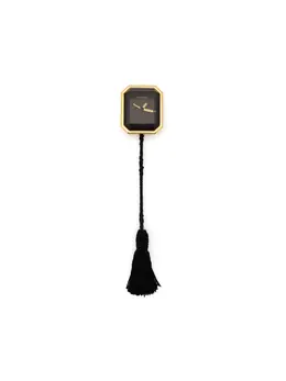 Chanel 1990's Era Octagonal Pocket Watch, Brass Case with Gold-Tone Baton Hands, Black Index Dial