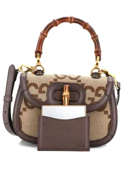 Gucci Bamboo 1947 Top Handle Bag Jumbo GG Canvas Small satchel 32512167