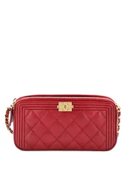 Chanel Boy Double Zip with Chain Quilted Caviar clutch bag 32493813