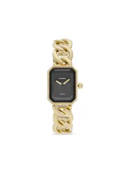 Chanel Première Model 30542244, Black Dial with Yellow Gold Case and Octagonal Face, Yellow Gold Chain Bracelet featuring Simple Hands and Faceted Bezel, Quartz Movement