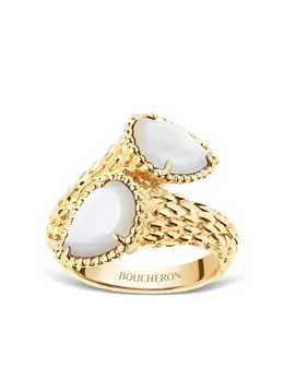 Boucheron 18K yellow gold mother-of-pearl textured gold ring 24463328