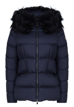 MONCLER: Синий пуховик 