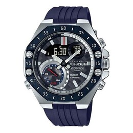 Часы Casio EDIFICE Limited Edition Solar Powered Sapphire Crystal Mens Blue Analog/Digital Combo, синий ecb-10at-1a | blue