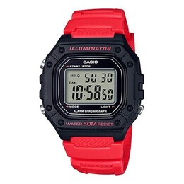 Часы Casio G Shock Quartz Sports Waterproof Mens BlackRed Digital, черный w-218h-4b | blackred