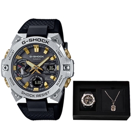 Casio Часы Native Stranger Collaboration Necklace Box Solar Quartz Movement Watch Men's Watch Black Dial gst-b400cx-1apfs