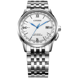 Citizen Часы Ecology Drive Collection Light Powered Quartz Movement Stainless Steel Strap Watch Men's Watch White Dial, Silver cb0150-89a | silver