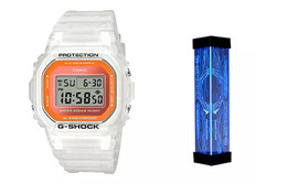 Мужские часы Casio G-SHOCK, Белый/Оранжевый dw-5600ls-7a | white/orange