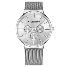 Stuhrling Спортивные кварцевые часы Monaco, диаметр 39 мм, с браслетом из нержавеющей стали STÜHRLING Original, серебро m190638090129 | silver