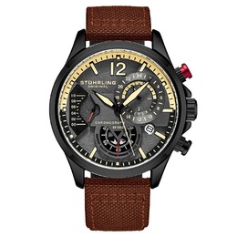 Stuhrling Часы-авиаторы Cordura Quartz 45 мм с кожаным ремешком STÜHRLING Original, коричневый m190638151301 | brown