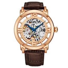 Stuhrling Автоматические часы Winchester со скелетоном, 42 мм, с кожаным ремешком STÜHRLING Original, золото m190638101214 | gold