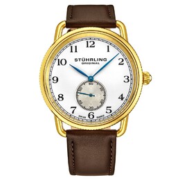 Stuhrling Классические часы Decor Quartz 41 мм с кожаным ремешком STÜHRLING Original, золото m847988032926 | gold