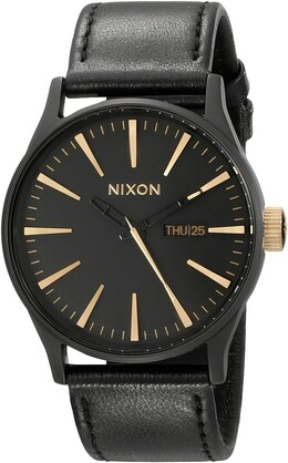 Часы Sentry Leather Nixon, цвет Matte Black/Gold 8277548 | matte black/gold