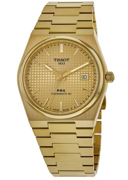 Tissot PRX Powermatic 80 Автоматические мужские часы с золотисто-стальным циферблатом цвета шампанского T137.407.33.021.00, цвет champagne 7838301159484 | champagne