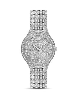 Кристалл Пав&;eacute; Часы, 32мм Bulova, цвет Silver 2612583 | silver
