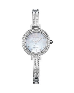 Часы Eco Drive Silhouette с кристаллами, 25 мм Citizen, цвет White 3831342 | white
