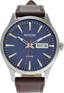 Часы Sentry Solar Leather Nixon, цвет Navy Sunray/Silver 9727027 | navy sunray/silver