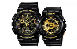 Часы Casio унисекс G-SHOCK и BABY-G, Камуфляж/черное золото ga-100cf-1a9&ba-110-1a | camouflage/black gold