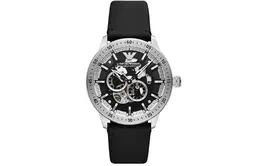 Emporio Armani Часы Machine Wrist Watch Automatic Mechanical Movement Leather Strap Black Dial Men's Watch, Black Dial ar60051 | black dial