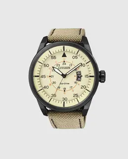 Citizen Avitator AW1365-19P Eco-Drive Нейлоновые мужские мужские часы, бежевый 8018225013530 | beige