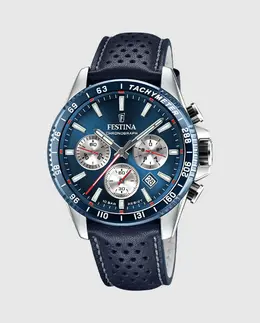 F20561/2 Timeless Chronograph Синие кожаные мужские часы Festina, синий 23926 | azul