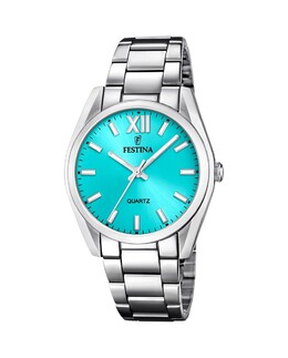 F20622/D Женские часы Boyfriend Alegria из стали с бирюзовым циферблатом Festina, серебро 8430622788017 | plata