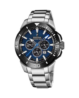 Мужские часы F20641/2 Chrono Bike из серебристой стали Festina, серебро 8430622795305 | plata