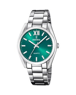 F20622/C Женские часы Boyfriend из стали с зеленым циферблатом Festina, серебро 8430622788000 | plata