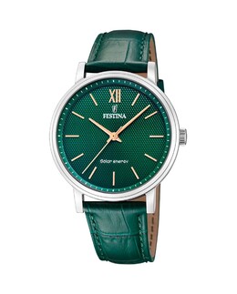F20660/5 Petite зеленые кожаные мужские часы Festina, зеленый 8430622802546 | verde