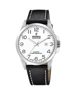 F20025/1 Черные кожаные мужские часы Swiss Made Festina, черный 8430622788673 | negro
