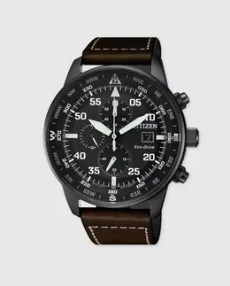 Citizen CA0695-17E Eco-Drive с хронографом, коричневые кожаные мужские часы, коричневый 1010657102991 | marrón