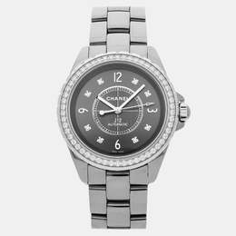J12 H2566: Chanel Ceramic-Steel Hybrid Automatic Black Dial Diamond Accent Women's Watch, 38mm