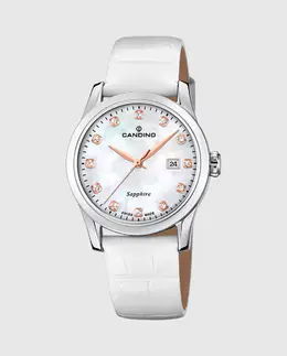 C4736/1 Lady Elegance белые кожаные женские часы Candino, белый 25970 | blanco