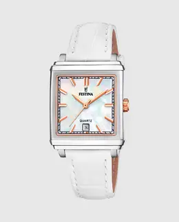 F20682/1 Женские часы On The Square из белой кожи Festina, белый 34627 | blanco