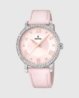 F20412/2 Женские часы Boyfriend розовые кожаные Festina, розовый 23925 | rosa