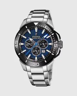 Мужские часы F20641/2 Chrono Bike из серебристой стали Festina, серебряный 29043 | plata