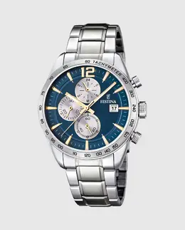F16759/7 Мужские часы Timeless Chronograph из серебряной стали Festina, серебряный 29077 | plata