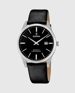 Часы мужские F20512/4 Steel Classic черные кожаные Festina, черный 23925 | negro
