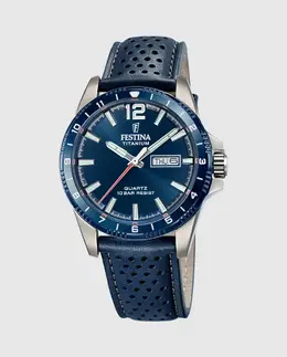 F20699/2 Титановые синие кожаные мужские часы Festina, синий 35805 | azul