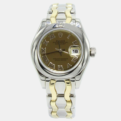 Rolex Pearlmaster 69329 Women's Watch, Yellow & White Gold Bezel Diamond Automatic Movement 1220573 (yellow, arb25559)