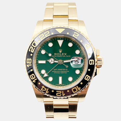Rolex GMT-Master II 116718 - Pre Owned Yellow Gold Ceramic Dual Time Chronograph 1220561 (green, arb25572)