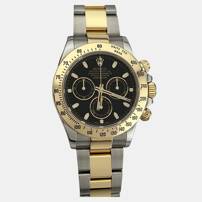 Rolex Cosmograph Daytona 116523, Automatic Black Dial Stainless Steel Yellow Gold Insert Men's Chronograph Watch 1220559 (black, arb25574)