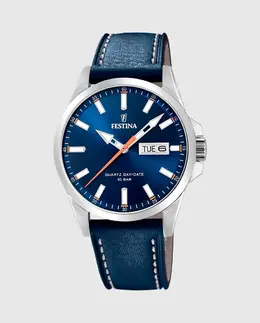 Мужские часы F20358/3 Classic Steel с синей кожей Festina, синий 8430622716898 | azul