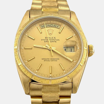 Rolex President Day Date 18078 Champagne Dial Yellow Gold Men's Wristwatch Reference 1221299 (yellow, arb25780)