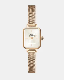 Quadro Mini DW00100651 женские часы в розовой стальной сетке Daniel Wellington, розовый 7315030048544 | rosa