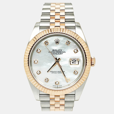 Rolex Datejust 126331 - Men's Stainless Steel & Everose Gold Automatic Watch with Mother Of Pearl Dial and Diamonds, Ref. 1221950 (blue, arb25927)