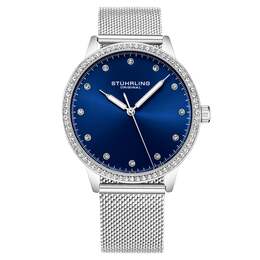 Часы женские Stuhrling, серебряный/синий 6541609074748 | silver/blue